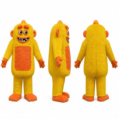 Furry Monster Mascot Costume in Orange and Yellow Adult