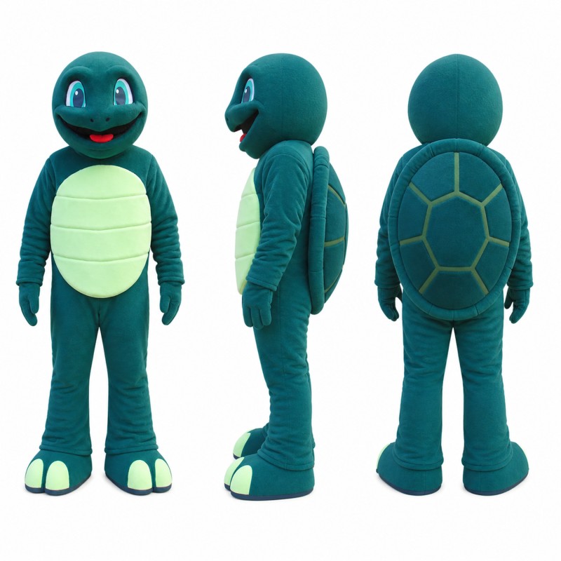 Turtle Mascot Costume in Dark Teal with Mint Belly Adult
