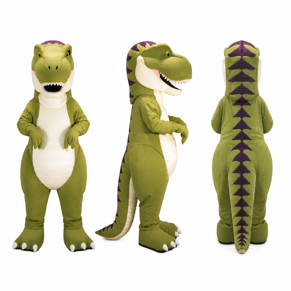 Tyrannosaurus Mascot Costume in Olive Green with White Belly Adult Tyrannosaurus Mascot Costume in Olive Green with White Belly Adult