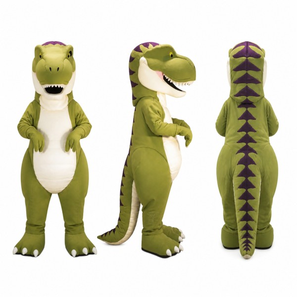 Tyrannosaurus Mascot Costume in Olive Green with White Belly Adult
