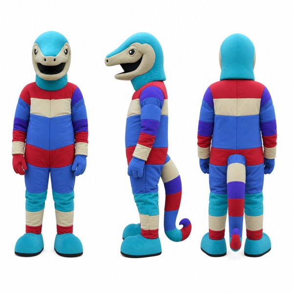Shark Mascot Costume in Light Blue with Striped Sweater Adult