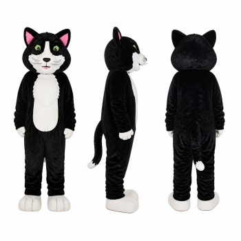 Cat Mascot Costume in Black and White Adult