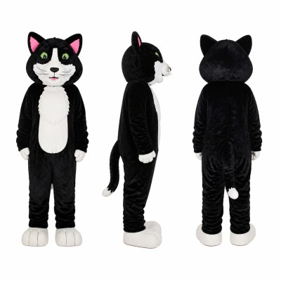 Cat Mascot Costume in Black and White Adult