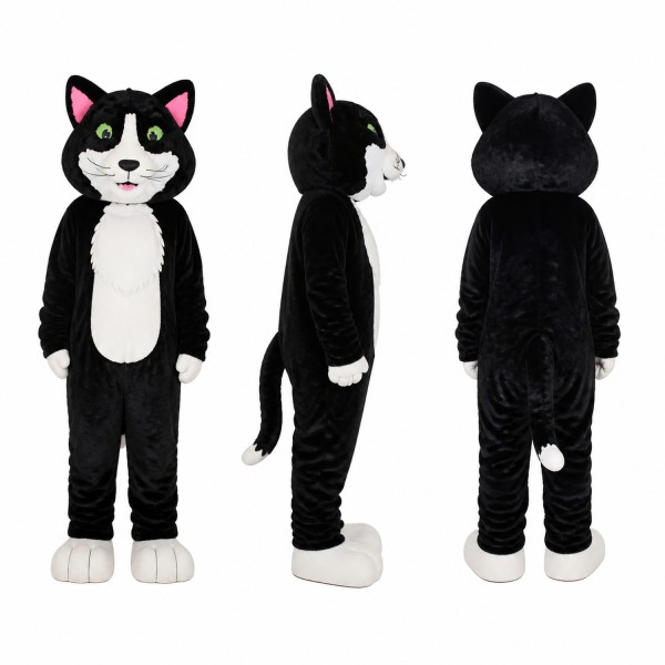 Cat Mascot Costume in Black and White Adult