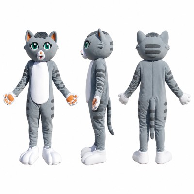 Cat Mascot Costume in Gray with White Belly Adult
