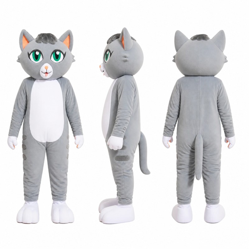 Cat Mascot Costume in Gray with White Belly Adult