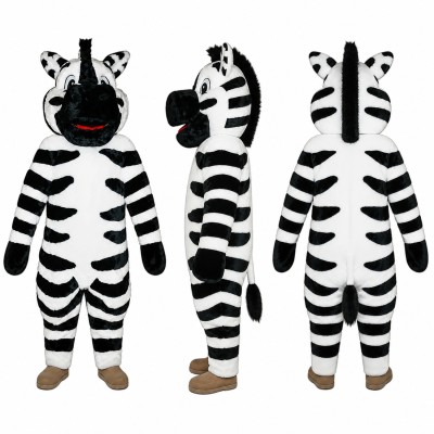 Zebra Mascot Costume in Black and White Adult