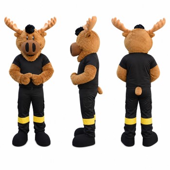 Moose Mascot Costume in Brown with Black Outfit Adult