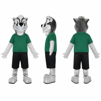 White Tiger Mascot Costume with Green Shirt Adult