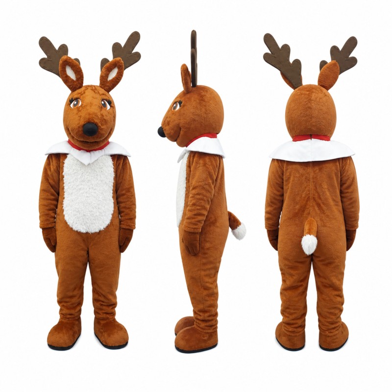 Deer Mascot Costume in Brown with White Belly Adult