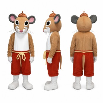 Mouse Mascot Costume in Brown with Red Shorts Adult