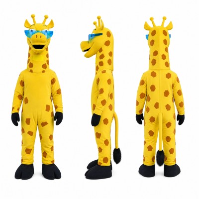 Giraffe Mascot Costume in Yellow with Brown Spots Adult