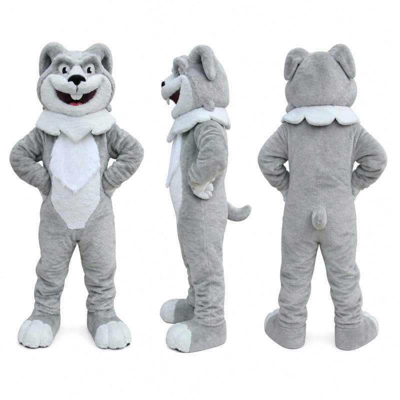 Wolf Mascot Costume in Gray with White Belly Adult