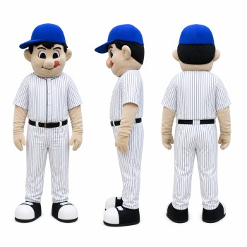 Baseball Player Mascot Costume in White Pinstripe Uniform Adult