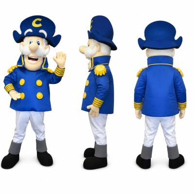 Colonial Boy Mascot Costume in Blue Coat Adult