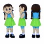 School Girl Mascot Costume in Green Skirt with Blue Vest Adult