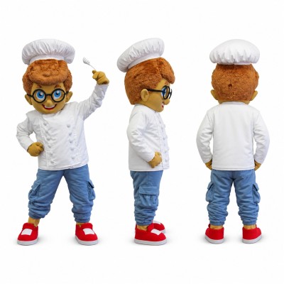 Scientist Mascot Costume with White Lab Coat and Glasses Adult