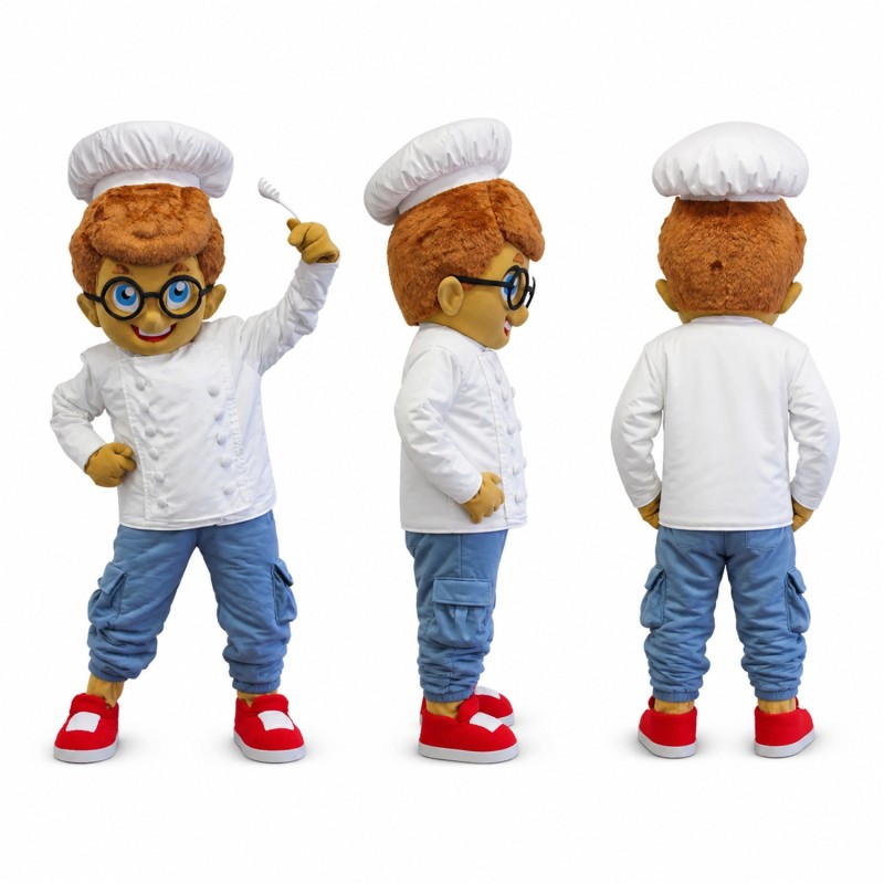 Scientist Mascot Costume with White Lab Coat and Glasses Adult