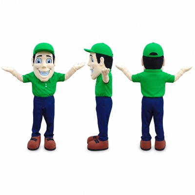 Athlete Mascot Costume in Green Shirt with Navy Pants Adult