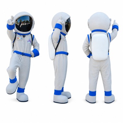 Astronaut Mascot Costume in White and Blue Adult