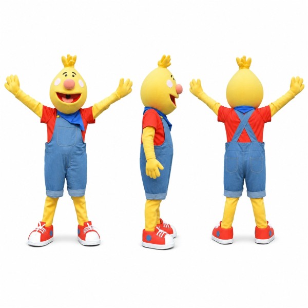 Princess Mascot Costume in Yellow with Blue Overalls Adult