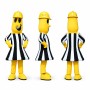 Banana Referee Mascot Costume in Yellow with Black Stripes Adult