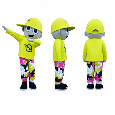 Skateboarder Boy Mascot Costume in Neon Green and Black Adult