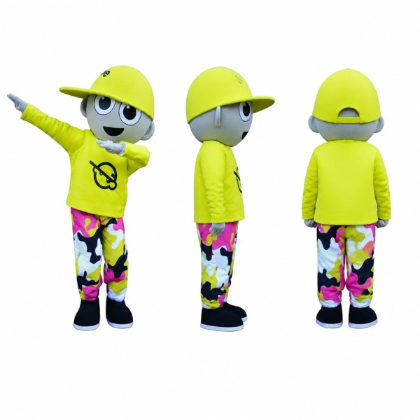 Skateboarder Boy Mascot Costume in Neon Green and Black Adult