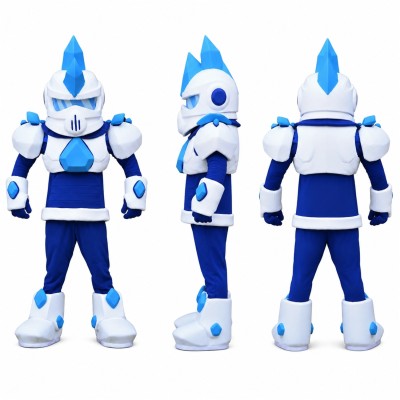 Armored Robot Mascot Costume in White and Blue Adult