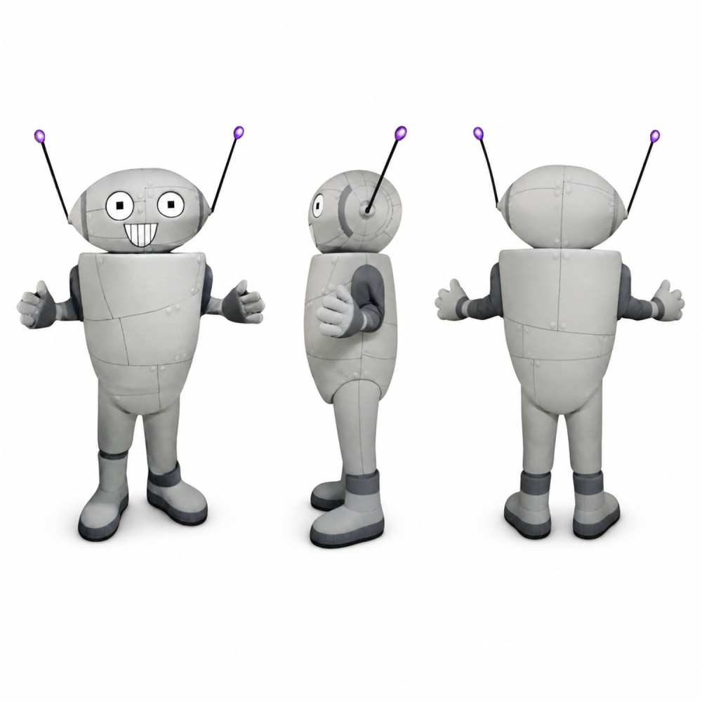 Robot Mascot Costume in Silver Gray Adult