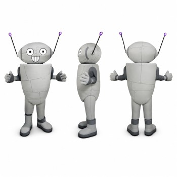 Robot Mascot Costume in Silver Gray Adult