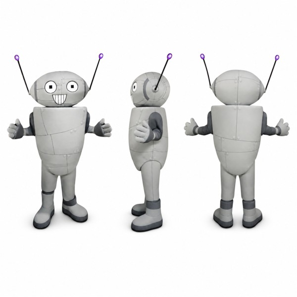 Robot Mascot Costume in Silver Gray Adult