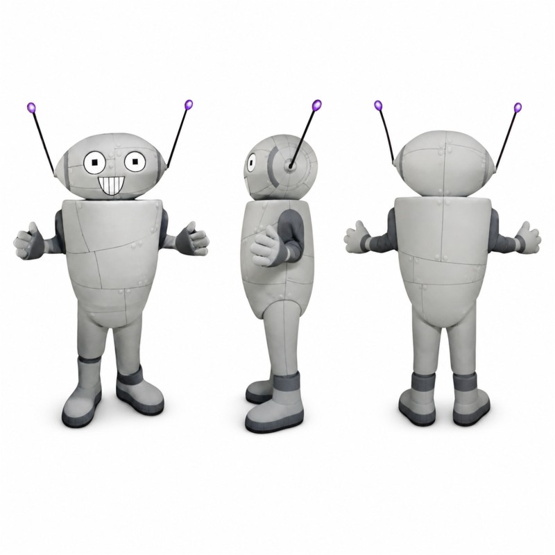 Robot Mascot Costume in Silver Gray Adult