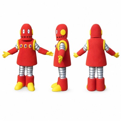 Robot Mascot Costume in Red with Yellow Details Adult