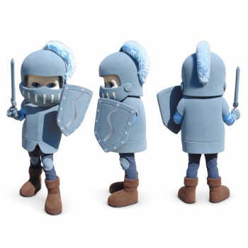 Knight Mascot Costume in Gray with Silver Shield Adult