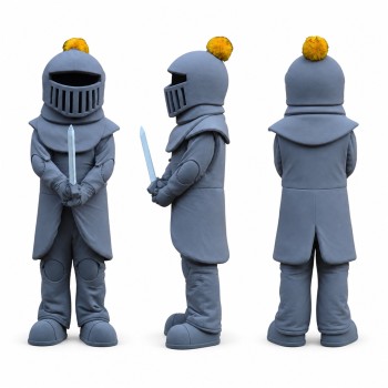 Knight Mascot Costume in Dark Gray with Sword Adult