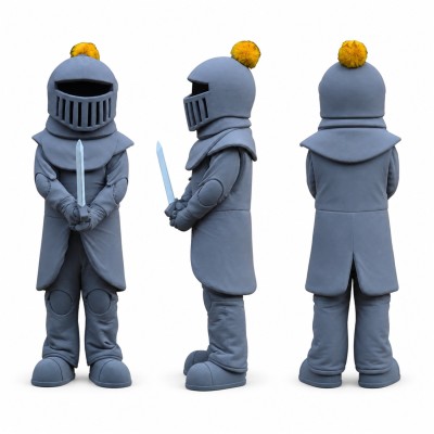 Knight Mascot Costume in Dark Gray with Sword Adult
