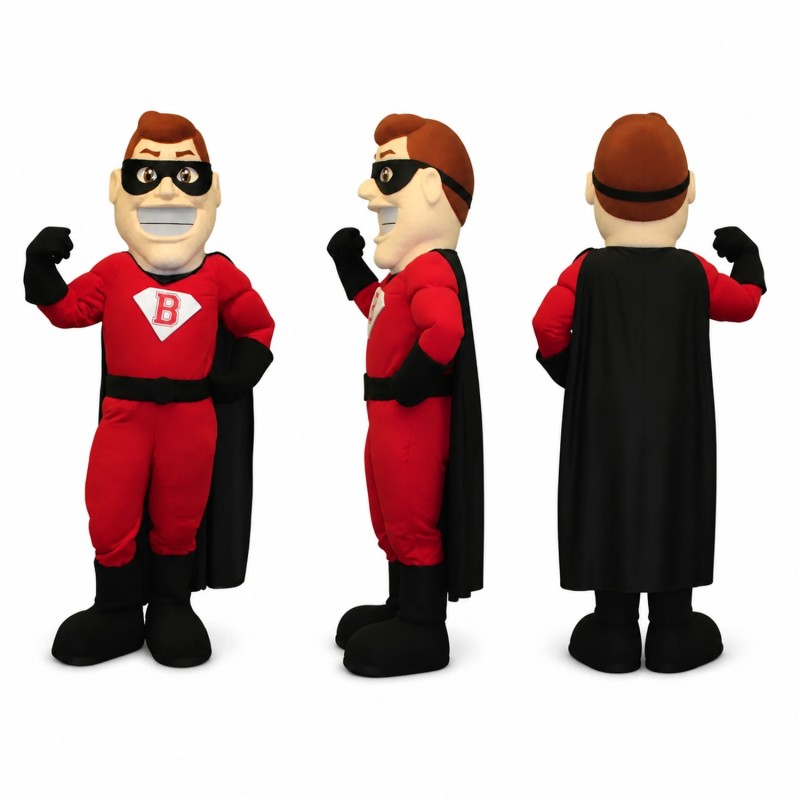 Male Superhero Mascot Costume in Red and Black Adult