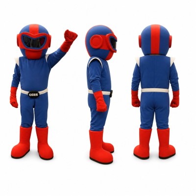Masked Hero Mascot Costume in Blue and Red Adult