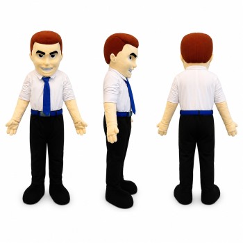 Office Worker Mascot Costume in White Shirt with Blue Tie Adult