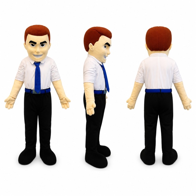 Office Worker Mascot Costume in White Shirt with Blue Tie Adult