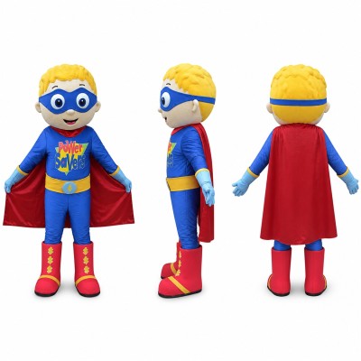 Girl Superhero Mascot Costume in Blue and Red Adult