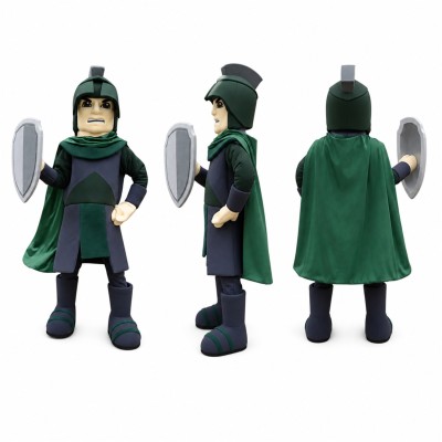 Masked Warrior Mascot Costume in Green and Black Adult