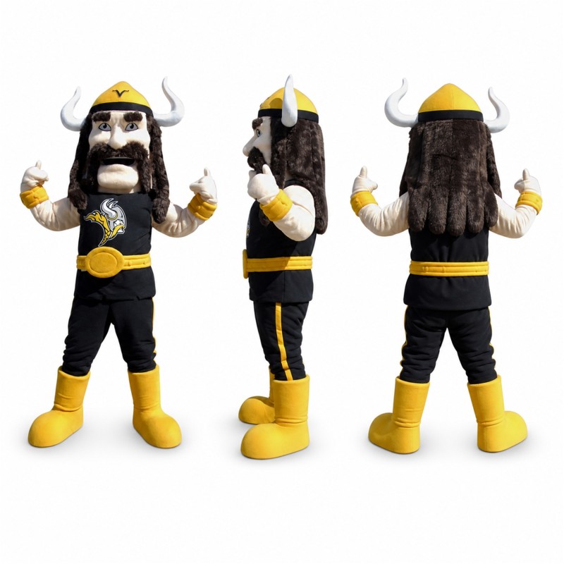 Viking Mascot Costume in Black and Yellow Adult