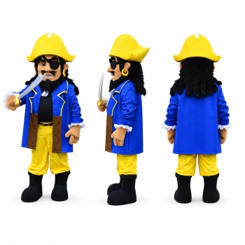 Colonial Soldier Mascot Costume in Blue and Yellow Adult