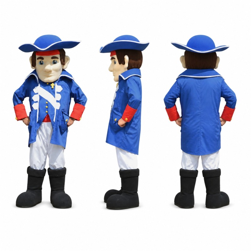 Colonial Soldier Mascot Costume in Blue Red and White Adult
