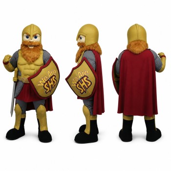 Gladiator Mascot Costume in Gold with Brown Shield Adult