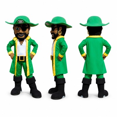 Pirate Mascot Costume in Green with Black Hat Adult