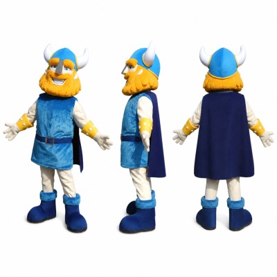 Viking Mascot Costume in Blue with Horned Helmet Adult