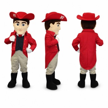 Colonial Soldier Mascot Costume in Red and White Adult